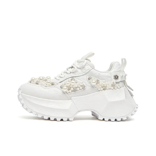 KEDDO From Ancient Times Height Increasing Low Top Chunky Sneakers Women's White