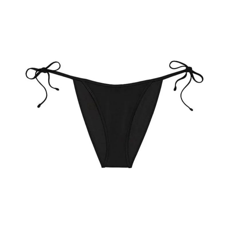 Victoria's Secret PINK String Cheeky Bikini Bottom / BLACK Swimming Shorts Women's Black-0