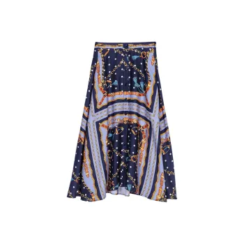 Maje Chain link Print Satin effect Midi Skirt