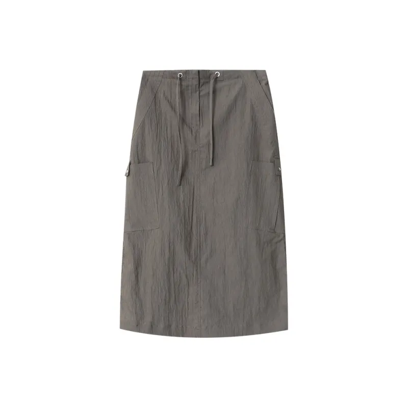 CHARM PICK Casual Long Skirt Women's Army Green-0