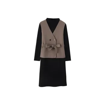 IHIMI Two Piece Skirt Sets Women's Black+Coffee