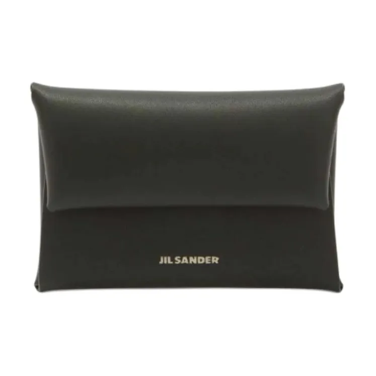 JIL SANDER Leather Coin Purse Men's Black-0