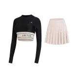 Ink Black (with Pads)+Clay Pink Pleated Skirt