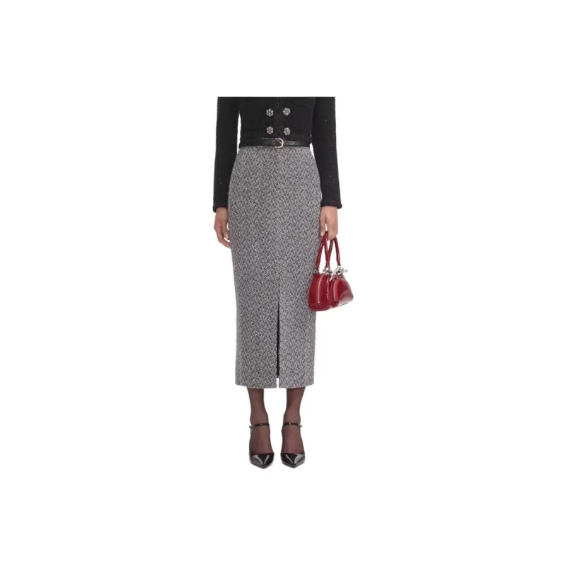 Self portrait Herringbone Midi Skirt-0