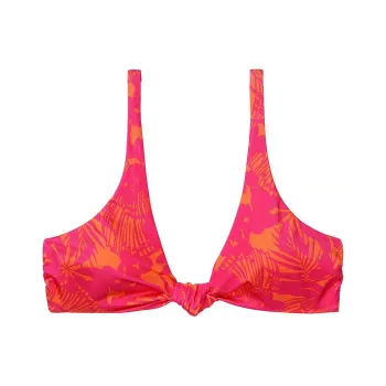 Victoria's Secret PINK Knotted Bralette Bikini Top / Pink Palm Bikini Women's Pink Brown Palm