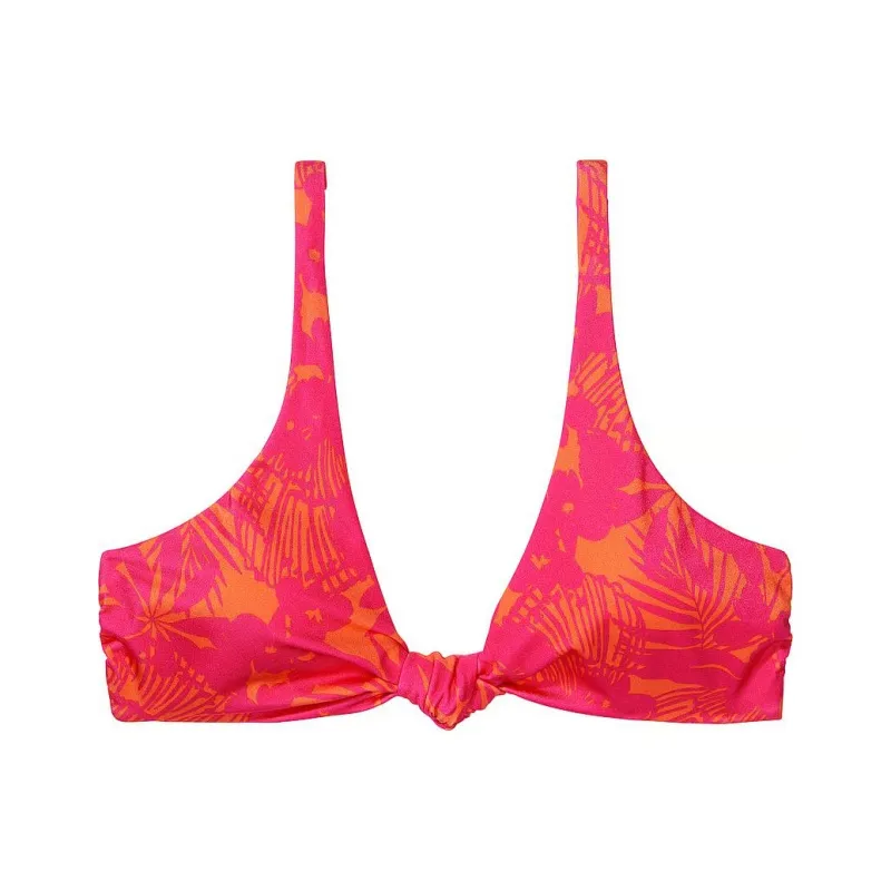 Victoria's Secret PINK Knotted Bralette Bikini Top / Pink Palm Bikini Women's Pink Brown Palm-0