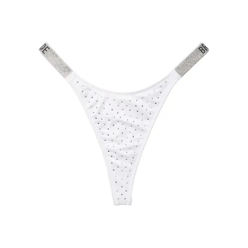 Victoria's Secret Shine Strap Thong Bikini Bottom / White Swimming Shorts Women's White