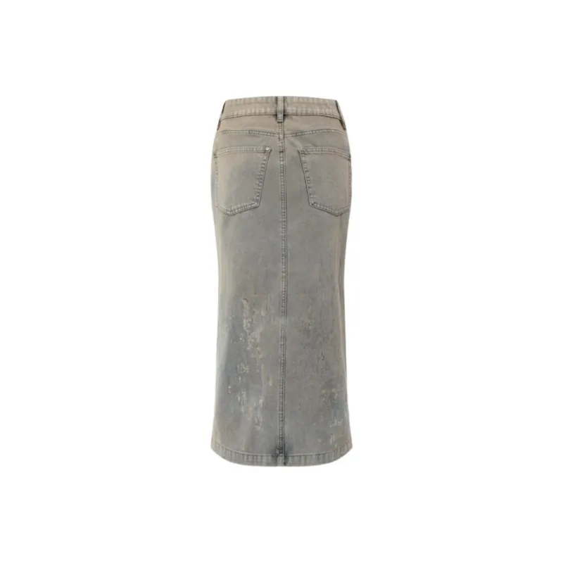 OSMOS Denim Long Skirts Women's Gray-1