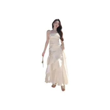 XIANSINIAO Slip Dresses Women's Apricot