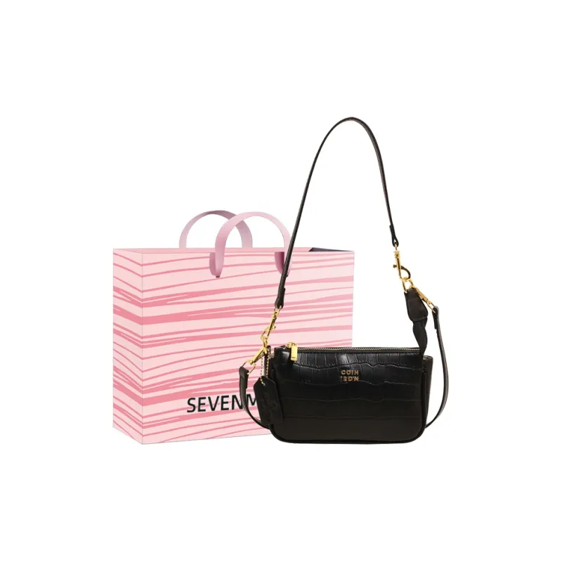 SEVENMOONS PU Shoulder Bag Women's Silver/Pink/Black-6