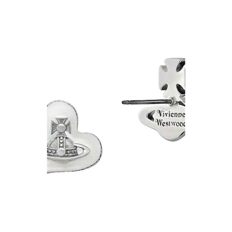 Vivienne Westwood THOMASINA Brass Stud Earrings Unisex Silver-2