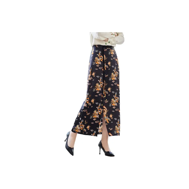 To The West Casual Long Skirts Women's Black-0