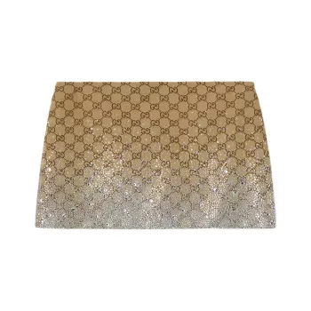 GUCCI Crystals Embroidered Gg Canvas Mini Skirt 'Dark Brown'