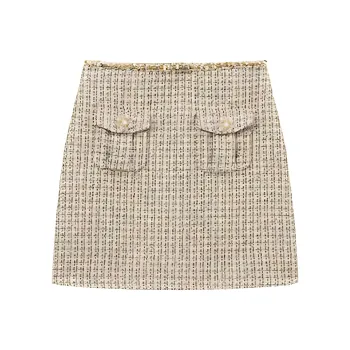 Self portrait Casual Short Skirts Women's Gold
