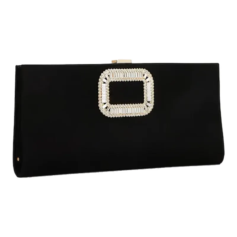 Roger Vivier Silk Satin Clutch Women's Black-1