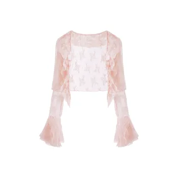 Blovelan Chiffon Shirts Women's Champagne Pink