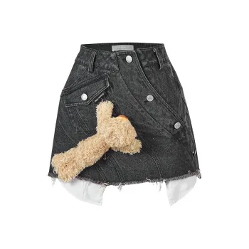 13 DEMARZO Denim Short Skirts Women's Dark Gray
