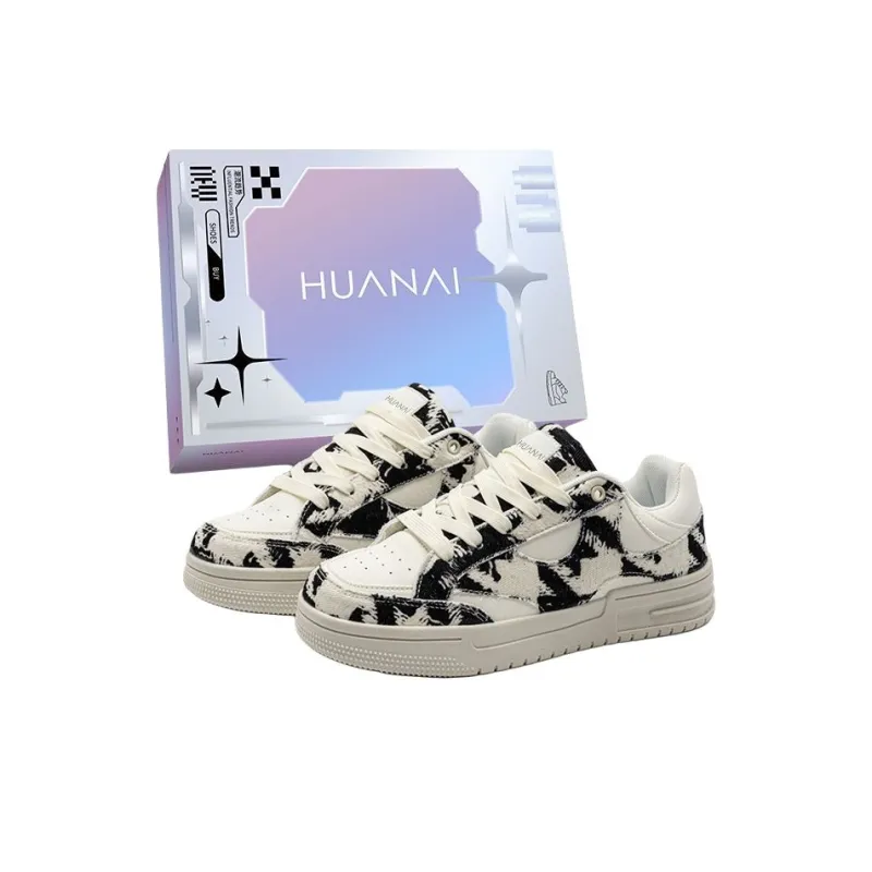 HUANAI Skateboard Shoes Unisex Low Top Lake Blue/Beige Black/Electric Glow Yellow-7