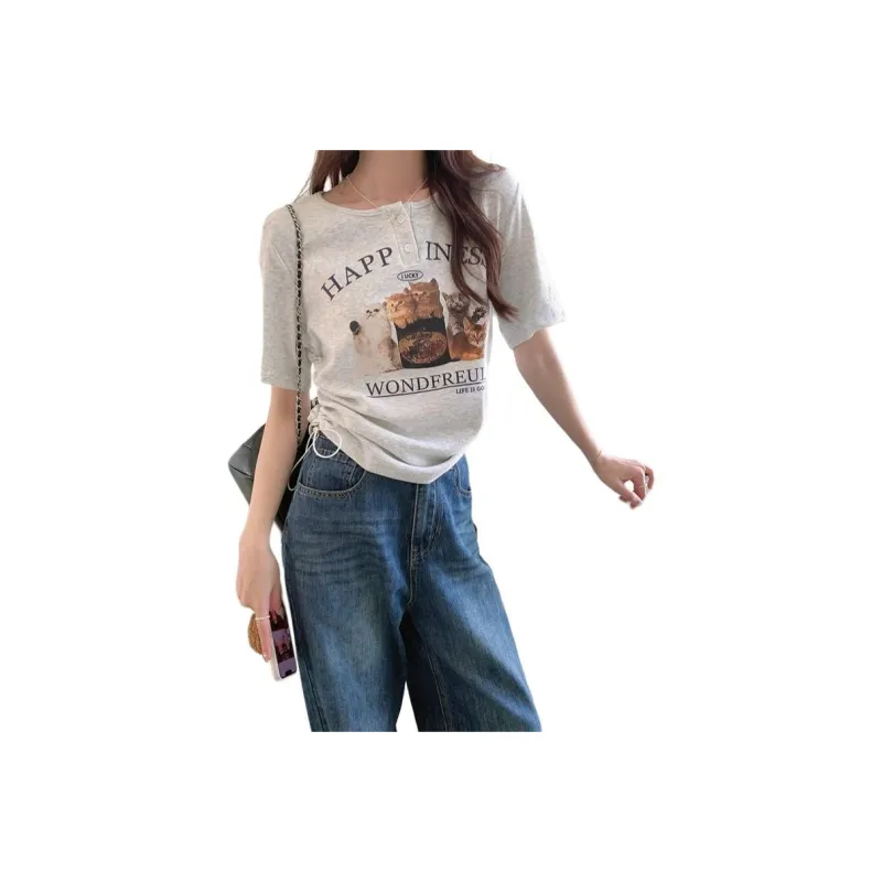 XIANSINIAO Set in Sleeve T Shirt Women's-4