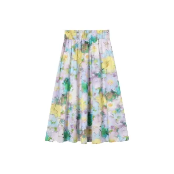 Ouyang Casual Long Skirts Women's Oil Paint Color