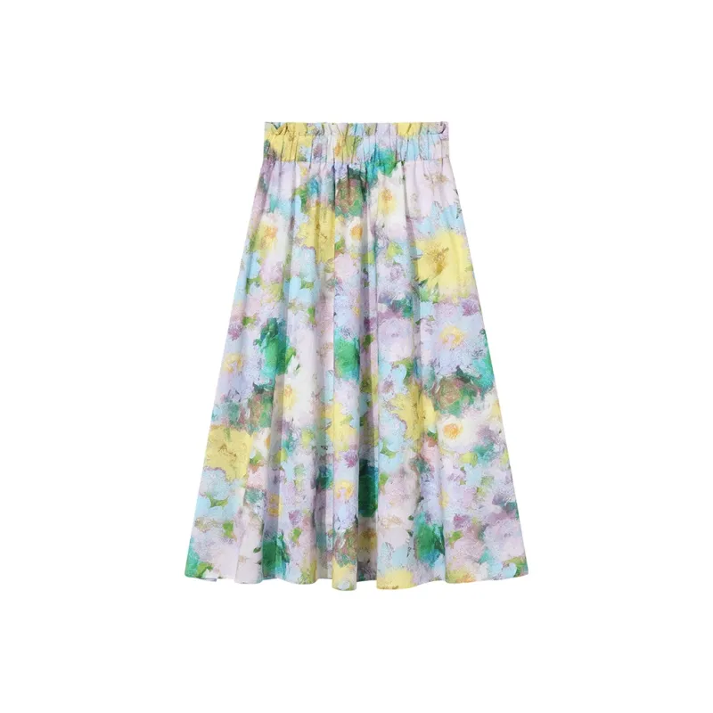 Ouyang Casual Long Skirts Women's Oil Paint Color-0