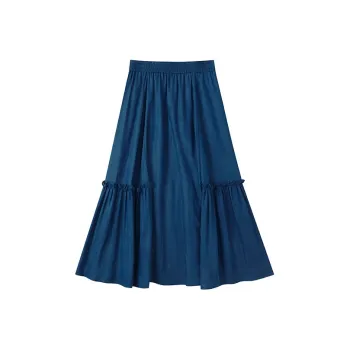 RZSE Casual Long Skirts Women's Denim Blue