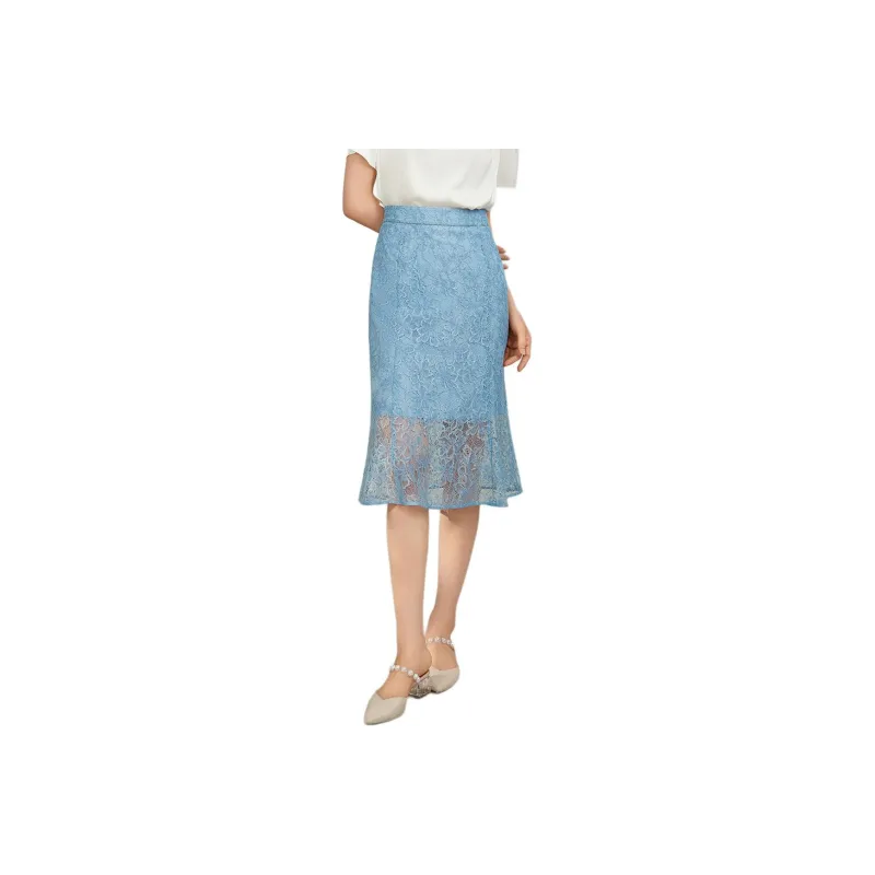 BBLLUUEE SS24 Casual Long Skirt Women's Moonlight Blue-0