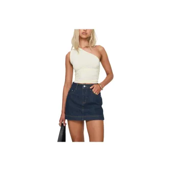 PRINCESS POLLY HEUSTON DENIM SKORT Denim Shorts Women's Dark Wash/Dark Color Washable