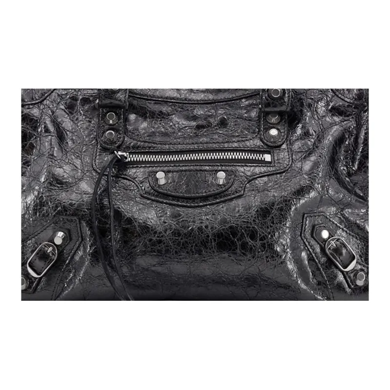 Balenciaga Le City Leather One Shoulder Handbag Small Size Women's Gray-3
