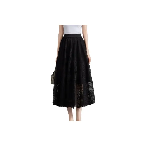 Still Quiet Casual Long Skirt Women's Black