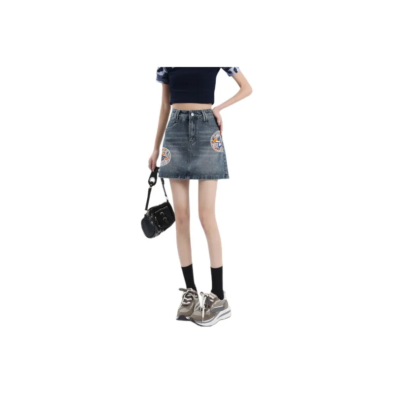 Weixi Denim Short Skirts Women's Blue-0