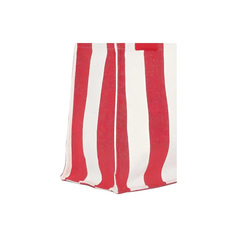 GANNI Recycled Cotton Tote Bag, Shopping Bag, Handbag Tubas Women's Red & White-3