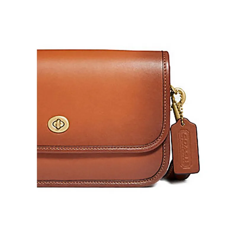 COACH Dinky Leather One Shoulder Flap Crossbody Bag Small Size Women's Distressed Brown-3