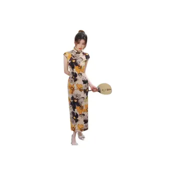 Red Colored Clothes Cheongsam Women's March Spring Flowers