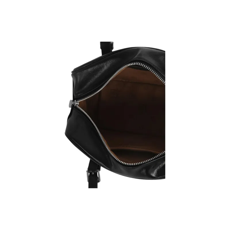 Kikawa Card Synthetic Leather Shoulder Bag Women's Black/Burgundy-3