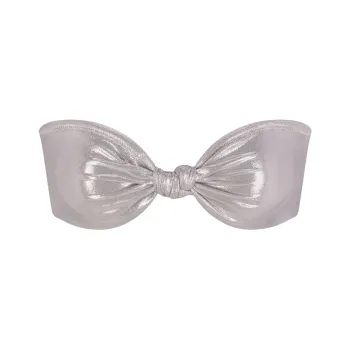 SKIMS LIQUID SHINE SWIM KNOTTED BANDEAU BIKINI TOP Bikini Women's SMOKE/Smoke Gray