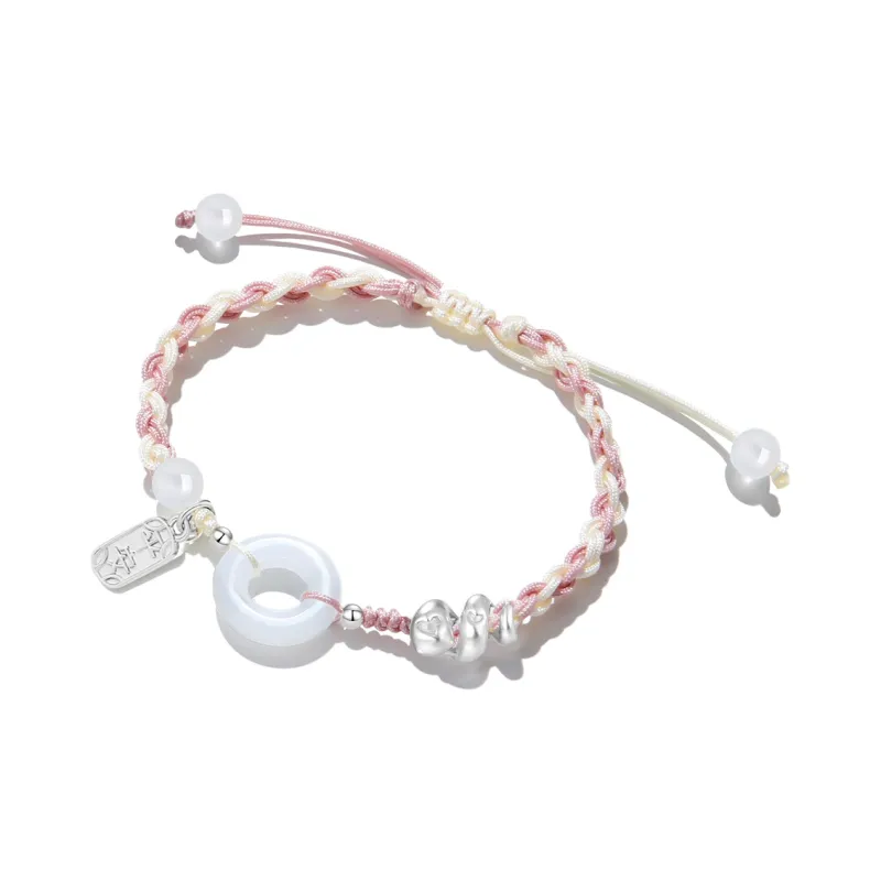 MAGICPOLE Alloy Fabric Rope Bracelets Unisex Black/Pink Color-5