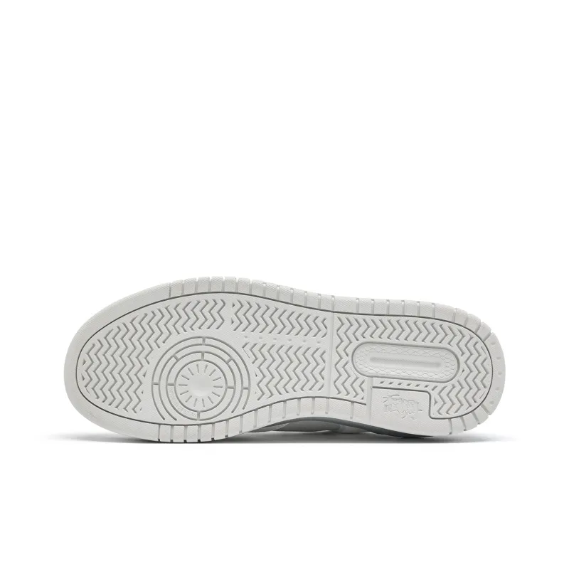 QIAODAN Coverage Slip Resistant Balance Low Top Skateboard Shoes Men's Cloud Peak White With Light Gray-4