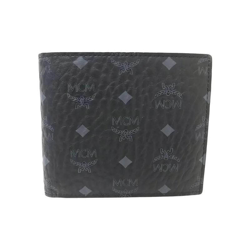 MCM Artificial Leather Bifold Wallet Unisex Black-0