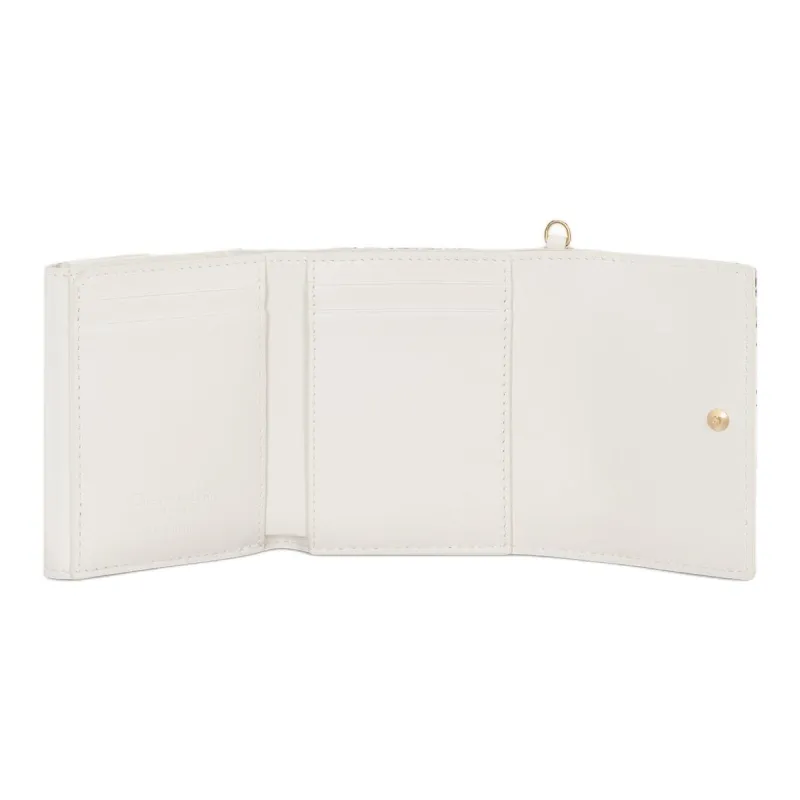 DIOR Lady Dior Lambskin Wallet Women's White & Gray-4
