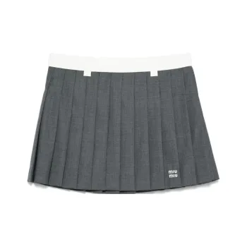 MIU MIU Pleated Mini Skirt Grey
