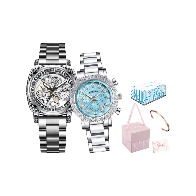 MXXSEE Automatic Mechanical Movement Steel Strap Watch Unisex White Dial-39