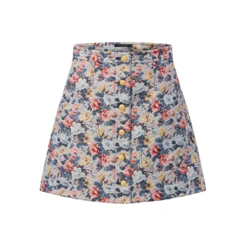 LOUIS VUITTON Floral Jacquard A Line Skirt