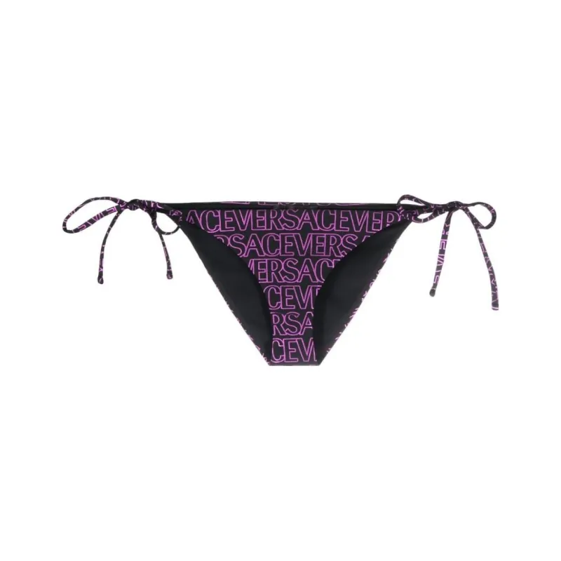 VERSACE Allover Logo Printed Side Tied Bikini Bottoms-0