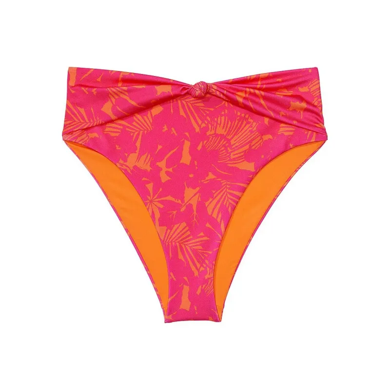 Victoria's Secret Knotted High-Waist Cheeky Bikini Bottom/PP Swimming Shorts Women's Pink Palm-0