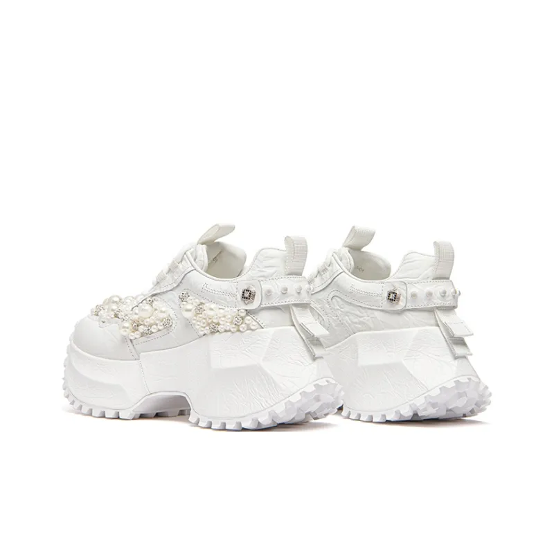 KEDDO From Ancient Times Height Increasing Low Top Chunky Sneakers Women's White-4