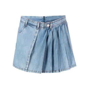 MOSCHINO Pleated Layered Denim Shorts