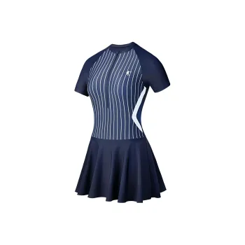 QIAODAN One piece Swimsuit Women's Blue/Blue White Stripes Print