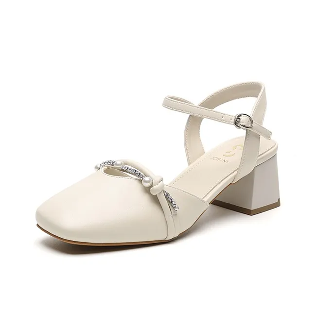 JOSINY Chunky Heel High Heels Women's Ecru-1