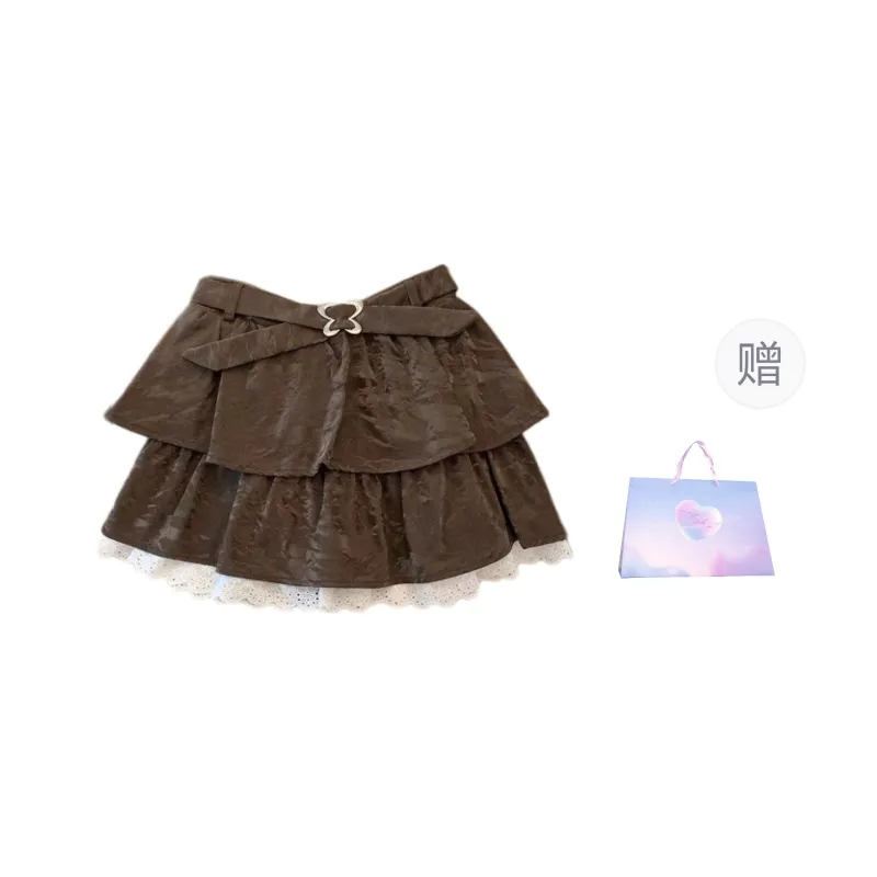 Aghr Casual Short Skirts Women's Coffee-5